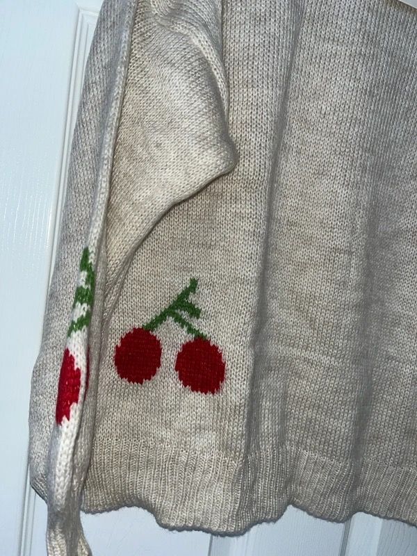 Estee Brown Beige Knit Sweater With Cherry Pattern image 2